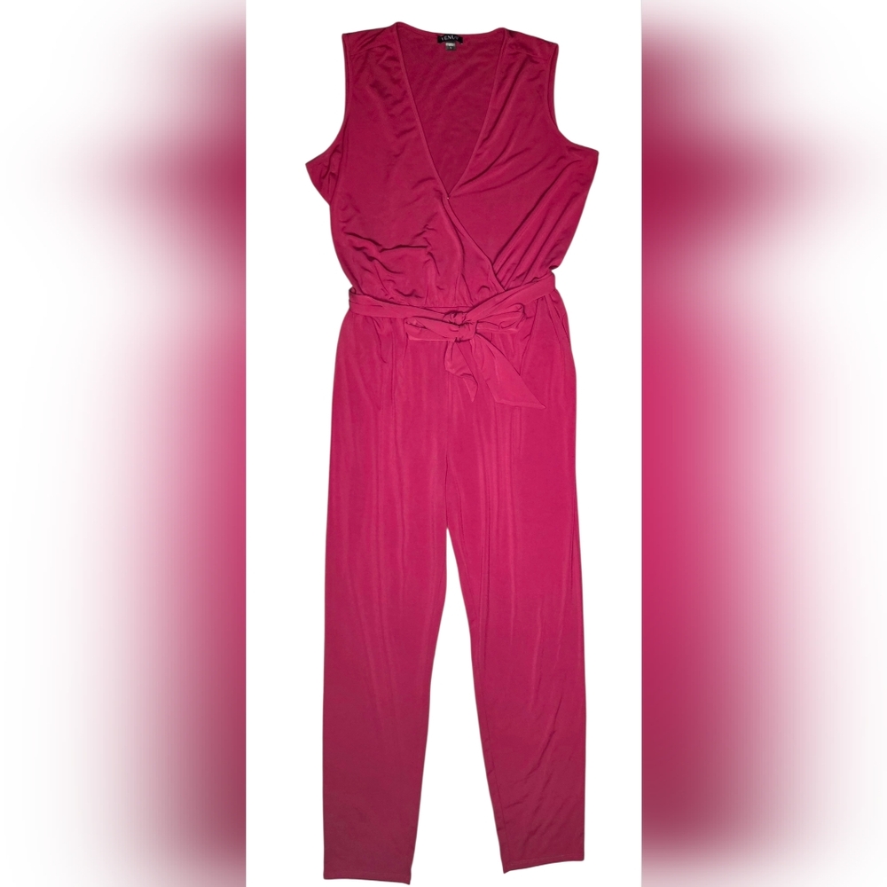 VENUS Wrap Tie Jumpsuit - Red - Large - Picture 2 of 4